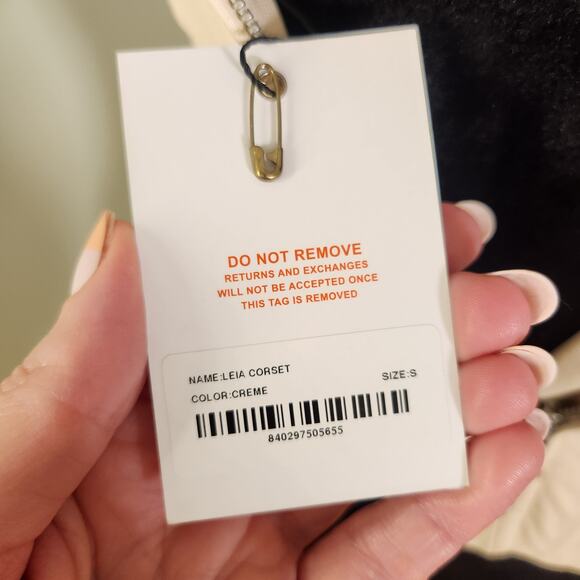 MIAOU Creme Strapless Paloma Elsesser Leia Faux Leather Corset, Size Small - Picture 8 of 11